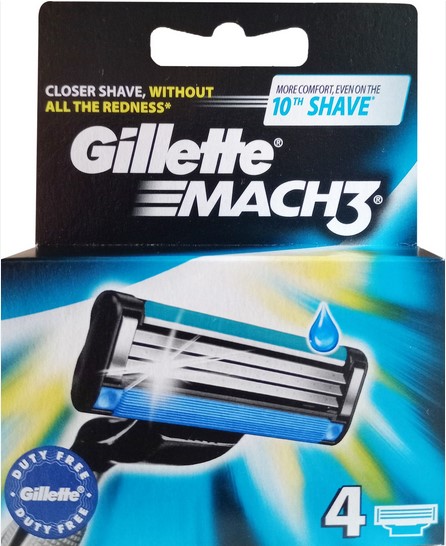 Gillette Mach3 Mens; Razor Blade Refills for Mach 3, 4 Cartridges